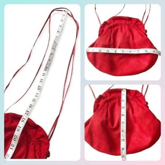 Vtg Gail Marcus NY Red Suede Pouch Bag 80s Clutch Crossbody Convertible Purse - Picture 15 of 15